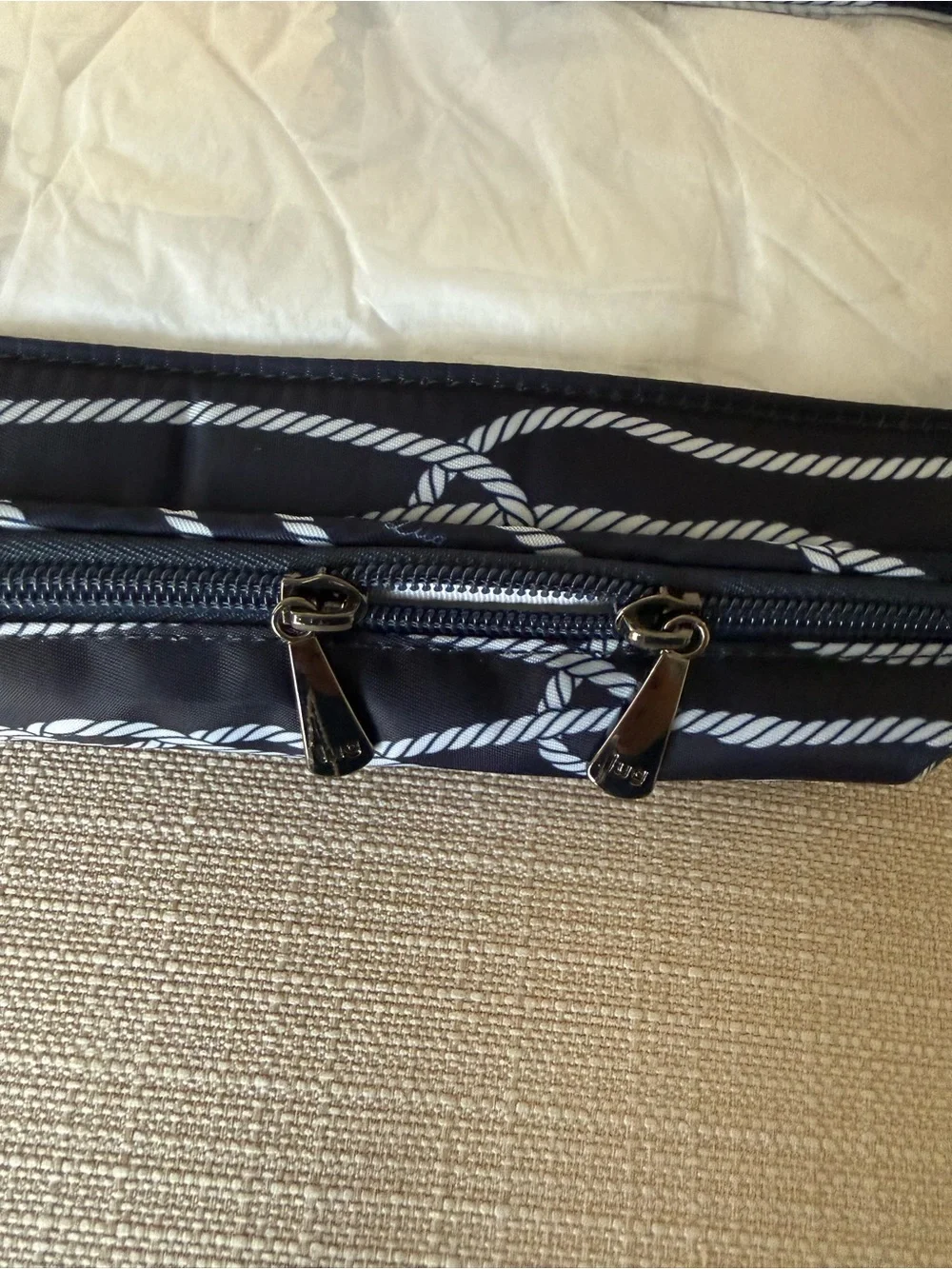 Lug Freight Box Container Nautical Navy Rope Print NWT Travel Storage Organizer